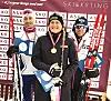 BRONSE: Eline Grue, Håvard Kne Galåen og Jørgen Solhaug Sæter tok bronsemedalje under lørdagens NM i mix stafett i Stryn. Foto: Privat