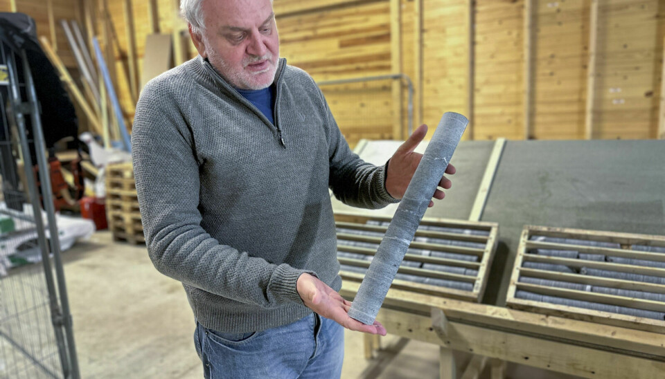KJØLI FIN STEIN: Capella-sjef Eric Roth viser fram et eksemplar fra det første lasset med steinprøver fra Kjøli-fjellet. Foto: Marius Haugan Lillegjære