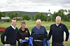 FATLAND OG RØROS SLAKTERI: Fra venstre: Anders Sørheim Hundseid, konsernsjef i Fatland AS, Kjell Ove Oftedal, daglig leder Røros Slakteri AS, Jan Håvard Refsethås, styreleder i Røros Slakteri AS og Axel Dønnum Jensen, leder for slakterivirksomhet ved Fatland Oslo. Foto: Privat