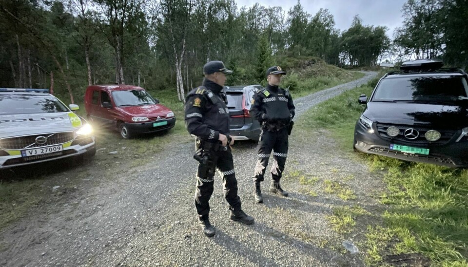 POLITIAKSJON: Torsdag 7. juli rykket politiet ut med store mannskaper til Rugldalen etter truende oppførsel fra en mann i 20-årene. Foto: Geir Tønset