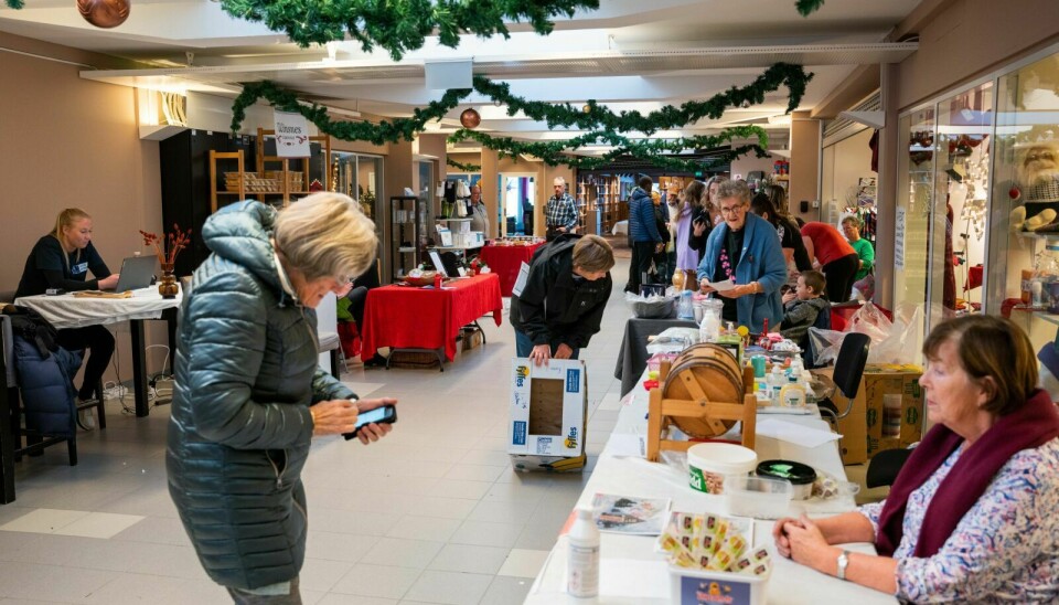 JULEMARKED: Om lag ti utstillere var på plass under julemarkedet i Ålentorget. Foto: Nils Kåre Nesvold