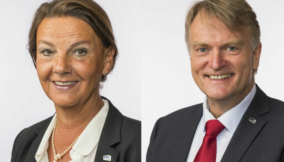 Ingjerd Schou og Ove Trellevik, Stortingsrepresentanter fra henholdsvis Østfold og Hordaland Høyre. Foto: Stortinget