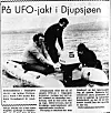PRESSEOPPSLAG: UFO-letingen i 1973 trakk til seg presse fra hele landet. Faksimile fra Arbeidets Rett 11.7.73