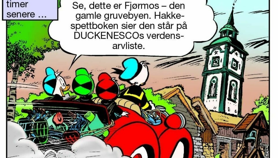FJØRMOS: På vei til Gjessdalen er Donald og nevøene innom Fjørmos. Foto: Egmont publishing