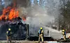 TOTALSKADD: Ei hytte som var under oppføring ble totalskadd i en brann. Foto: Kåre Wessel