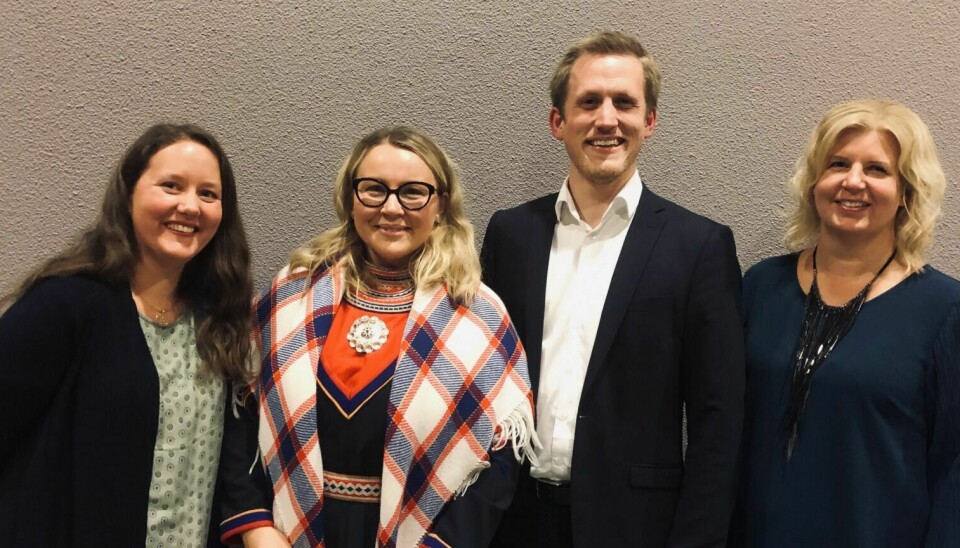 Røros SVs kommunestyrerepresentanter: Marianne Moseng Breigutu, Hilde Gaebpie Danielsen, Christian Elgaaen og Hanne Hauge. Foto: Privat