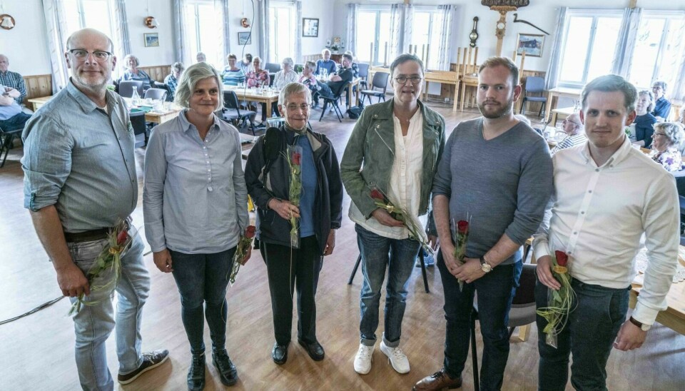 LISTETOPPENE: Rob Veldhuis (H), Sophie Gjesdahl Noach (V), Reidun Roland (Røroslista), Guri Heggem (SP), Isak Veierud Busch (AP) og Christian Elgaaen (SV). Foto: Nils Kåre Nesvold