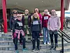 ROSATUR: Ansatte ved Coop Marked og Byggmix i Ålen gikk for brystkreftsaken. Foran f.v: Ingvild Juland Kulbotten, Ann-Elisabeth Skjørland og Emile Grenard Kleven. Bak f.v: Åshild Vollan Leinsvang, Trude Hånes Dragmyrhaug, Åse Merete Lyngstad og Malin Lyngstad Grønli. Foto: privat