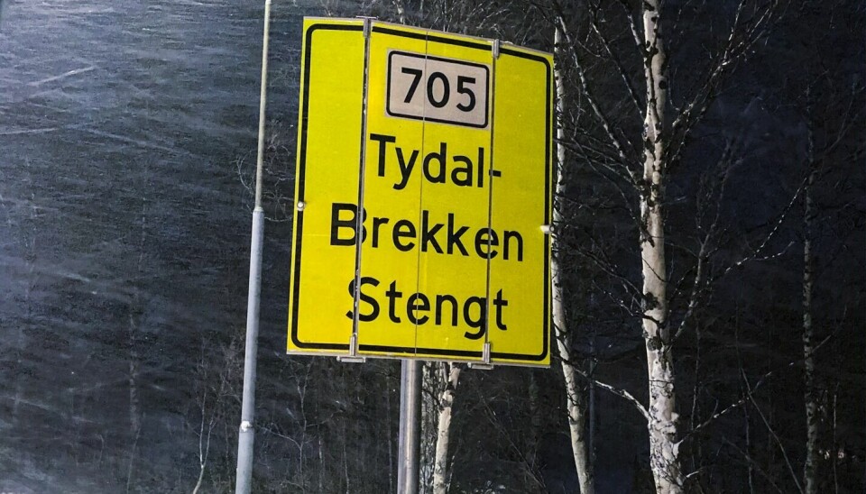 STENGT: Fylkesvei 705 mellom Stuggudal og Brekken er stengt inntil videre.