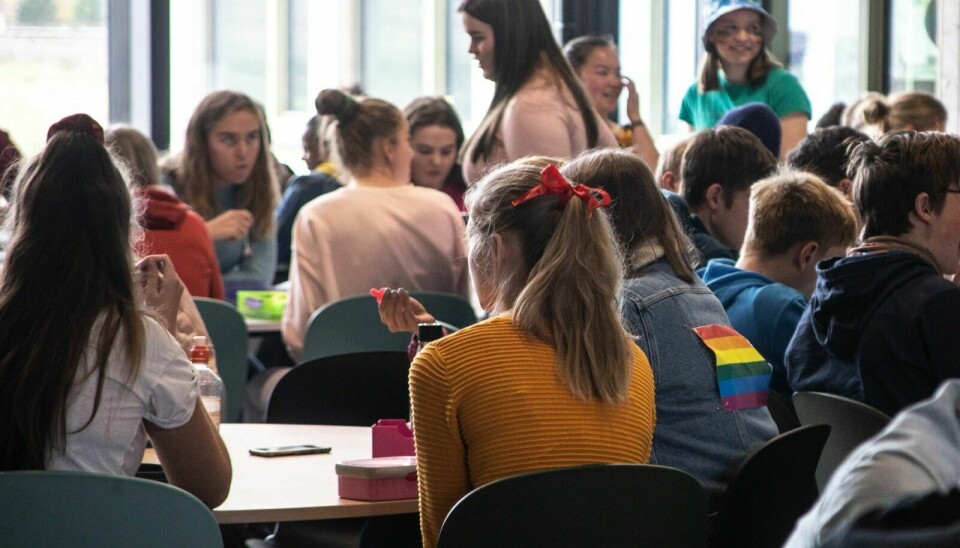 Pride som tema i kantina på Røros videregående skole. Foto: Eli Wintervold