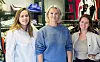 Margit Wintervold, Therese Saksgård Selboe og Tonje Tengesdal i midlertidige butikklokaler