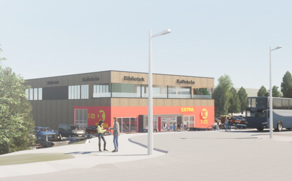 KANSKJE SLIK: Slik kan fasaden på det nye Ålentorget med Coop Extra-butikk bli seende ut. Men planarbeidet er fortsatt på et tidlig stadium og ingenting er bestemt.