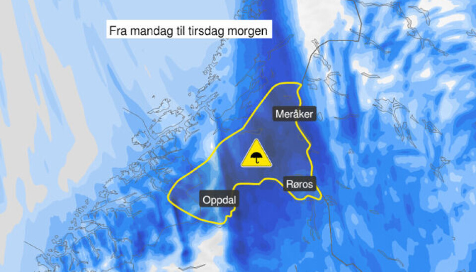 BLIR BLØTT: Det ventes mellom 40 og 60 millimeter på et døgn, så finn fram allversjakka og gummistøvlene. Eventuelt kan de som bor i utsatte områder ta flere forhåndsregler.