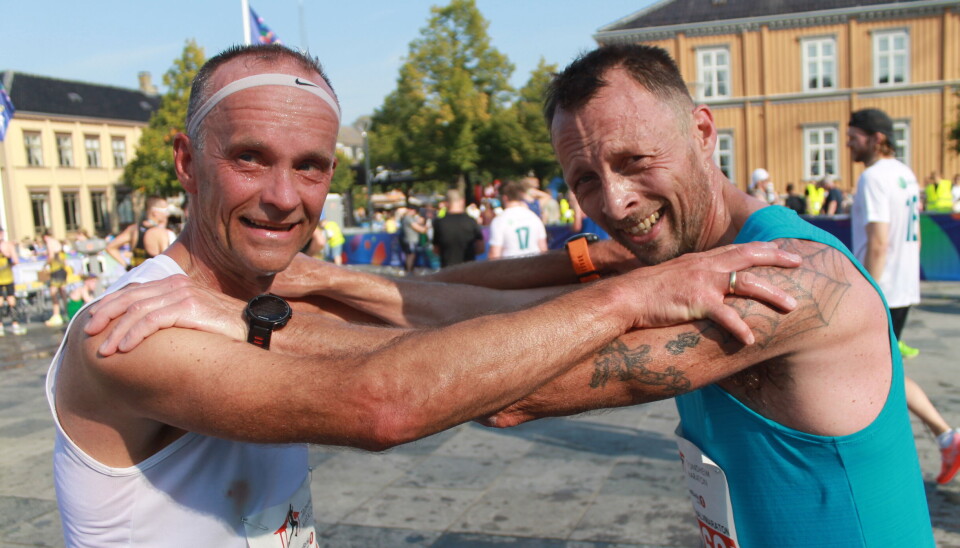 LØP BRA: Steinar Trondsetås og Olav Grønli hadde all mulig grunn til å være fornøyde med de presterte i Trondheims-gatene i helga.