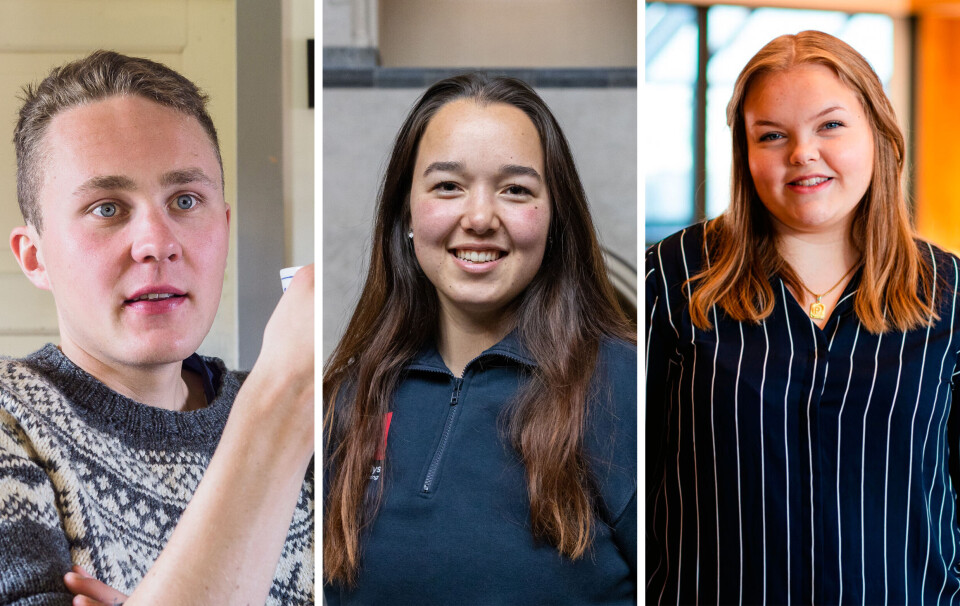 MØTES: 16. oktober møtes tre politikere fra Røros, alle i 20-åra, til meningsutveksling og diskusjon på fylkestinget i Trøndelag. Fra venstre: Oskar Tørres Lindstad (Ap), Hedda Christine Bellsli Reinskou (H) og Emilie Ryen Løkken (Sp).