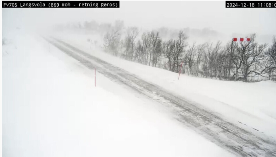 KAN BLI STENGT: Fylkesveg 705 kan bli stengt på grunn av snøfokk.
