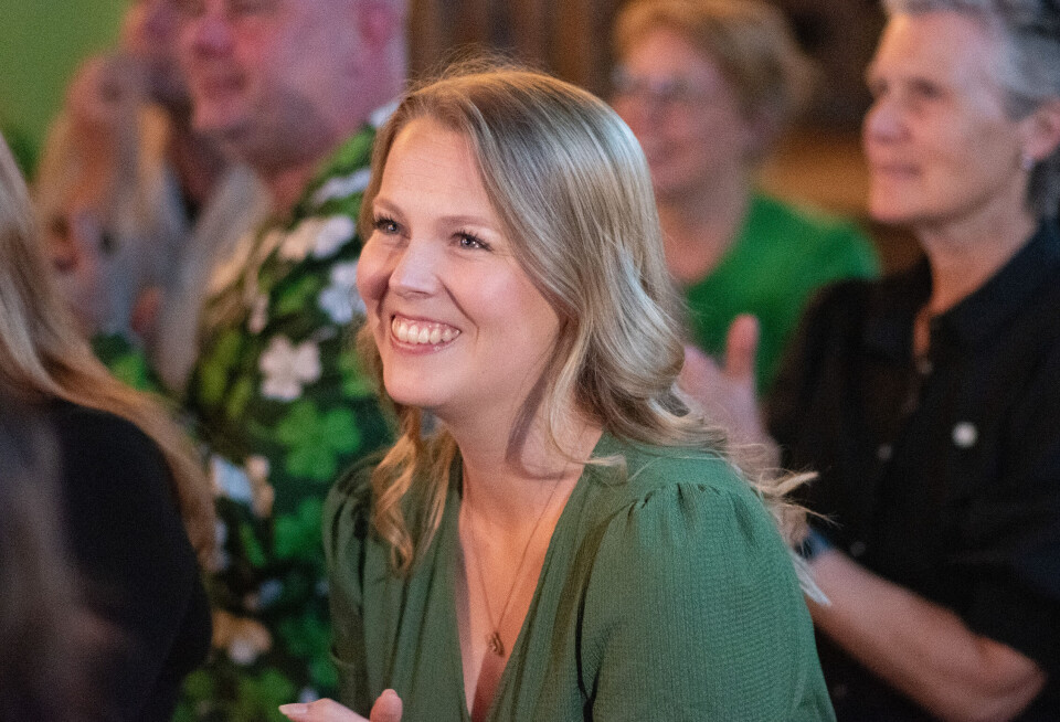 INNE PÅ STORTINGET: Maren Grøthe kunne juble da tallene kom inn på Senterpartiets valgvake i Melhus.